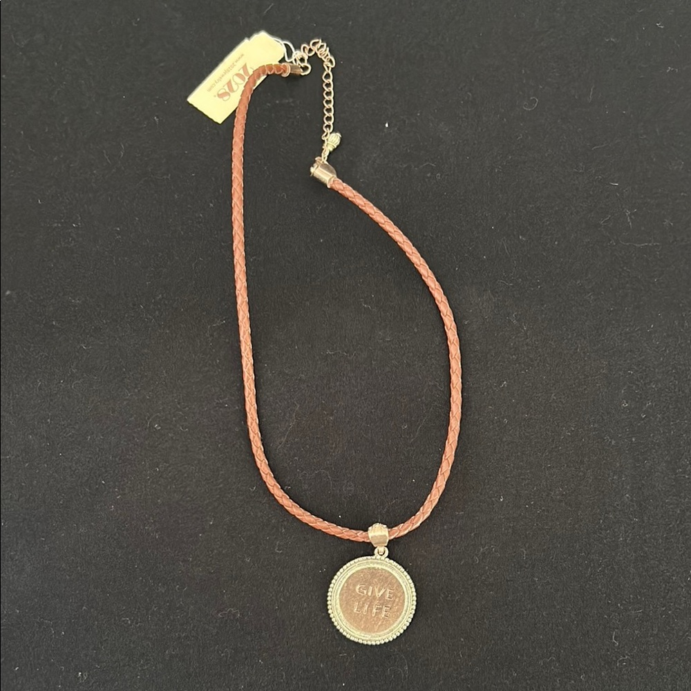 Minimalist Gold Necklace with Brown Leather Cord